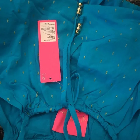 Lilly Pulitzer Litia Swing Dress - In Formentera Turquoise Metallic NWT - Picture 3 of 5